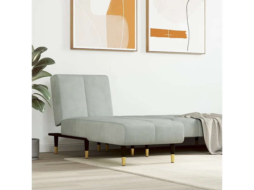 Méridienne convertible gris clair velours ODF7154 OID1751