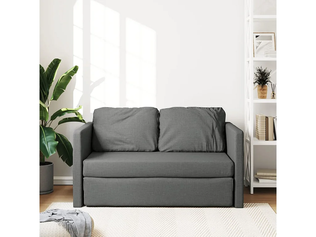 Canapé convertible 2 en 1 gris foncé 112x174x55 cm  tissu LODW52170