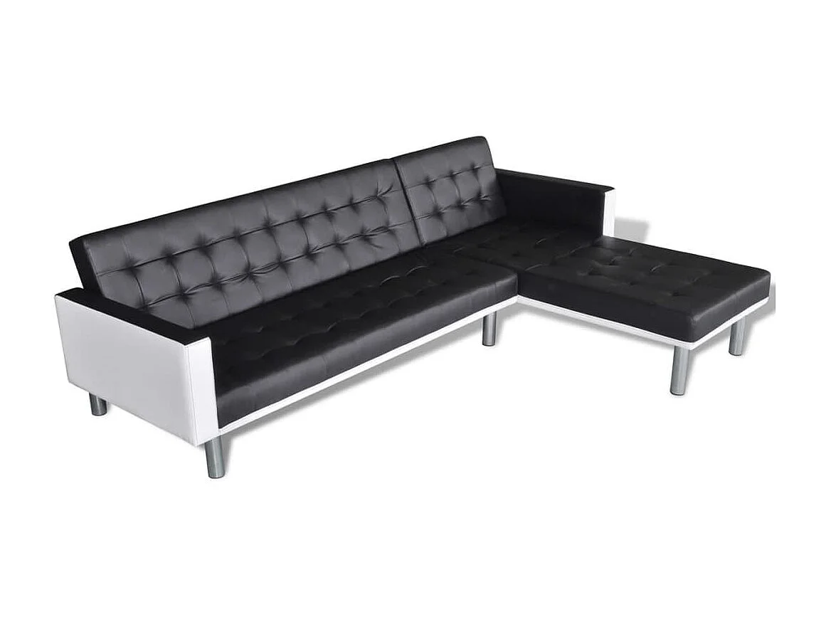 Canapé convertible d'angle Cuir synthétique Noir LODW44862