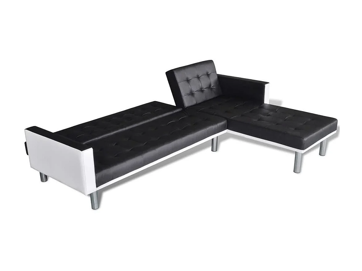 Canapé convertible d'angle Cuir synthétique Noir LODW44862