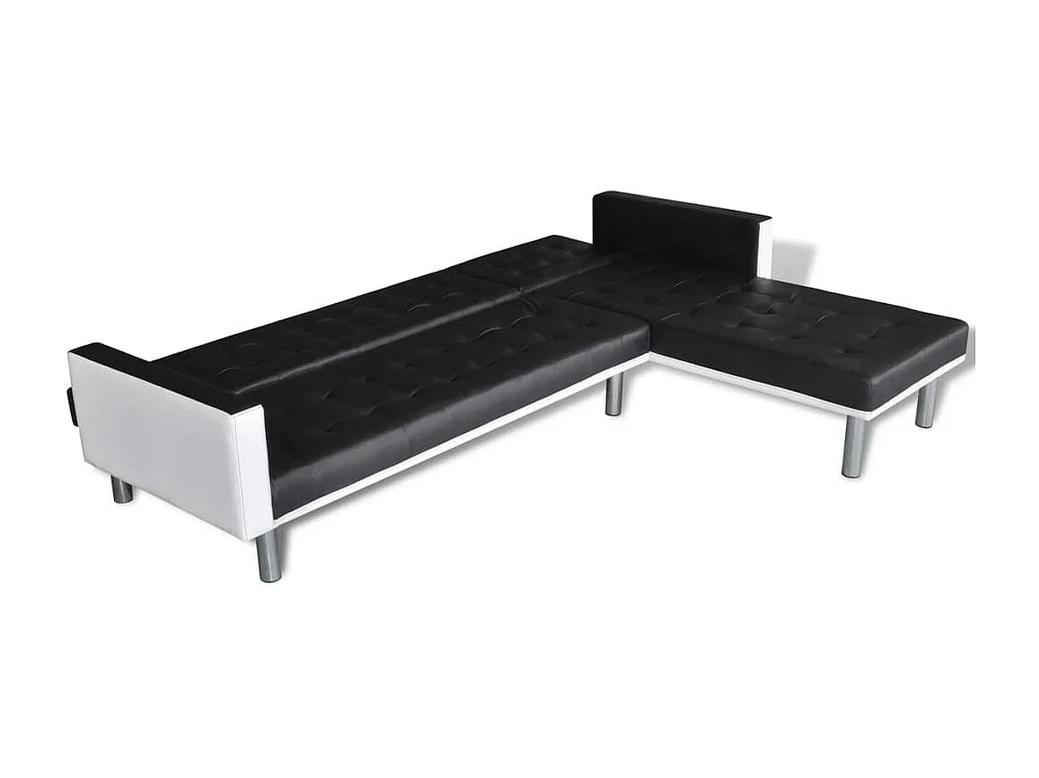 Canapé convertible d'angle Cuir synthétique Noir LODW44862