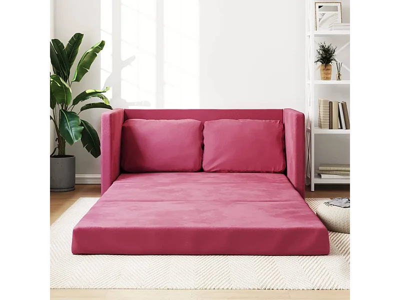 Sofá-cama sem pés 122x204x55 cm veludo vermelho tinto PT783440