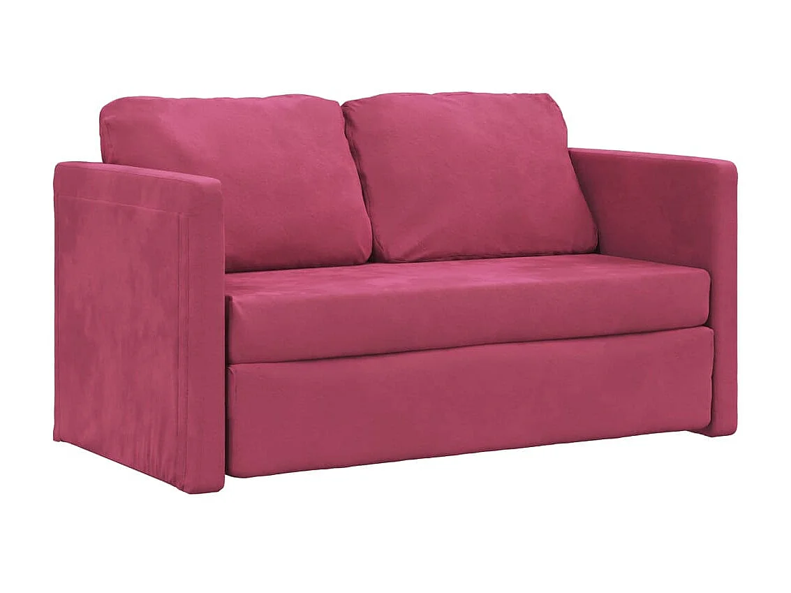 Canapé convertible 2 en 1 rouge bordeaux 122x204x55 cm velours LODW62678