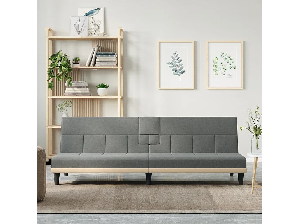 Canapé convertible avec porte-gobelets gris foncé tissu KFE3099