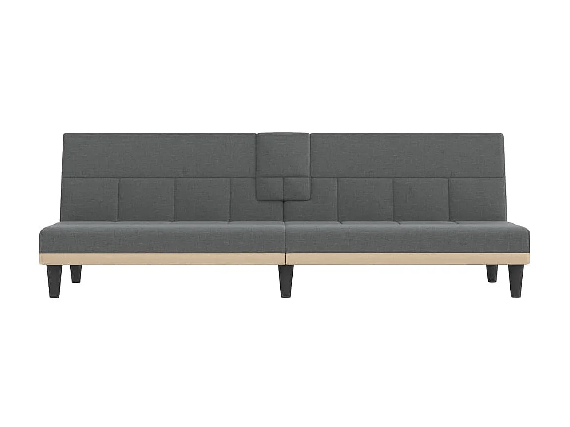 Canapé convertible avec porte-gobelets gris foncé tissu KFE3099