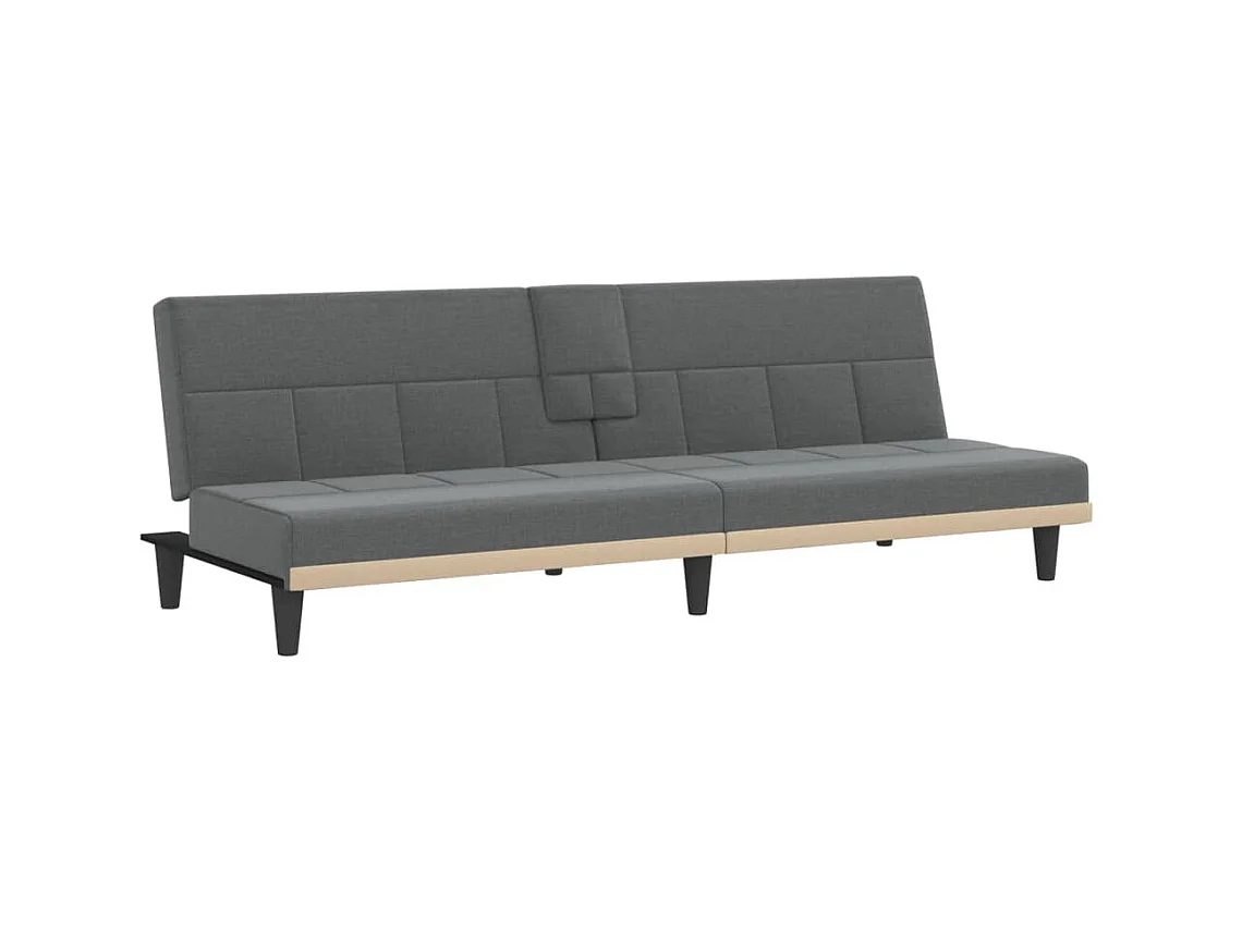 Canapé convertible avec porte-gobelets gris foncé tissu KFE3099