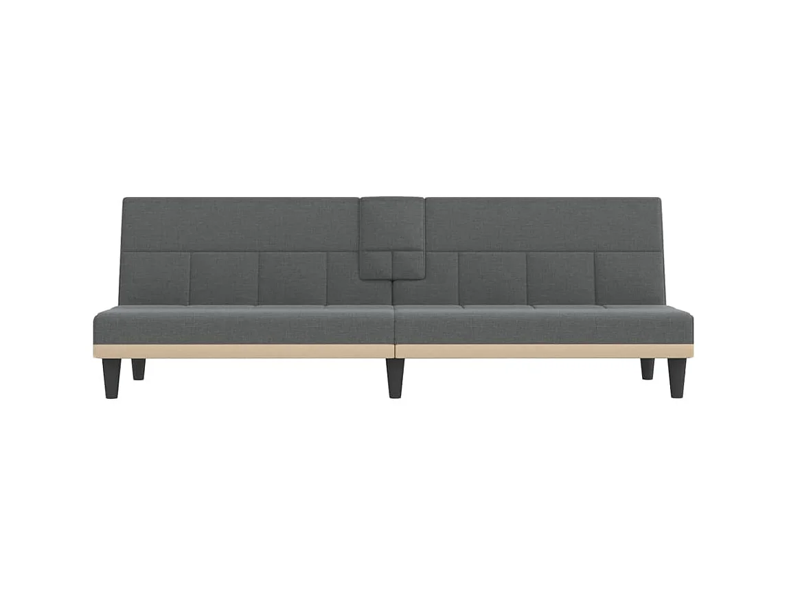 Canapé convertible avec porte-gobelets gris foncé tissu KFE3099