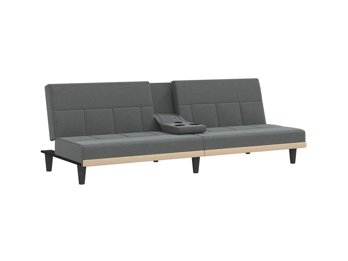 Canapé convertible avec porte-gobelets gris foncé tissu KFE3099