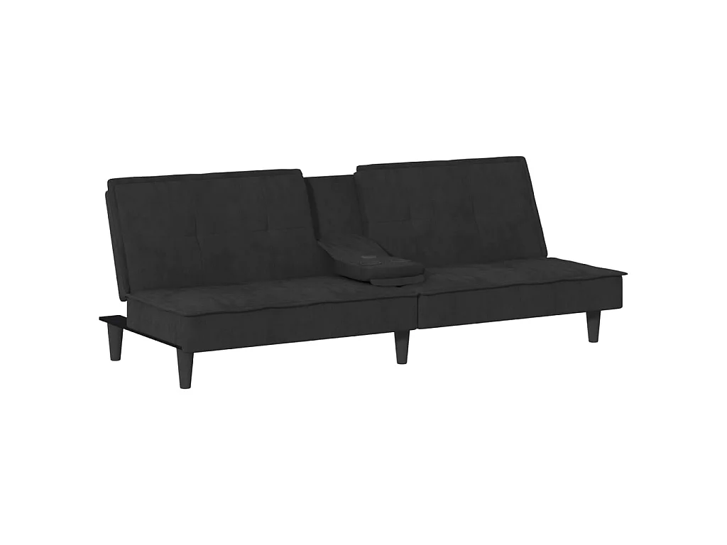 Canapé convertible avec porte-gobelets noir velours KFE9581