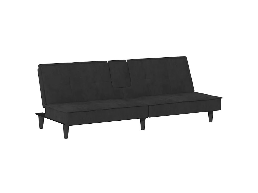 Canapé convertible avec porte-gobelets noir velours KFE9581