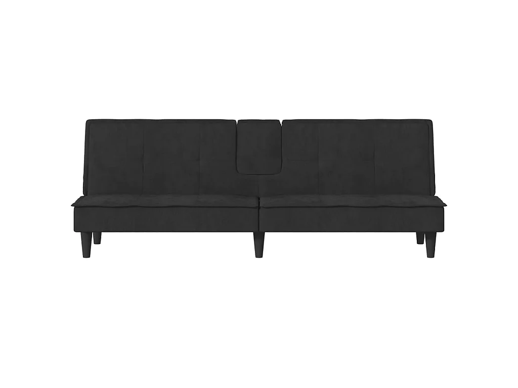 Canapé convertible avec porte-gobelets noir velours KFE9581