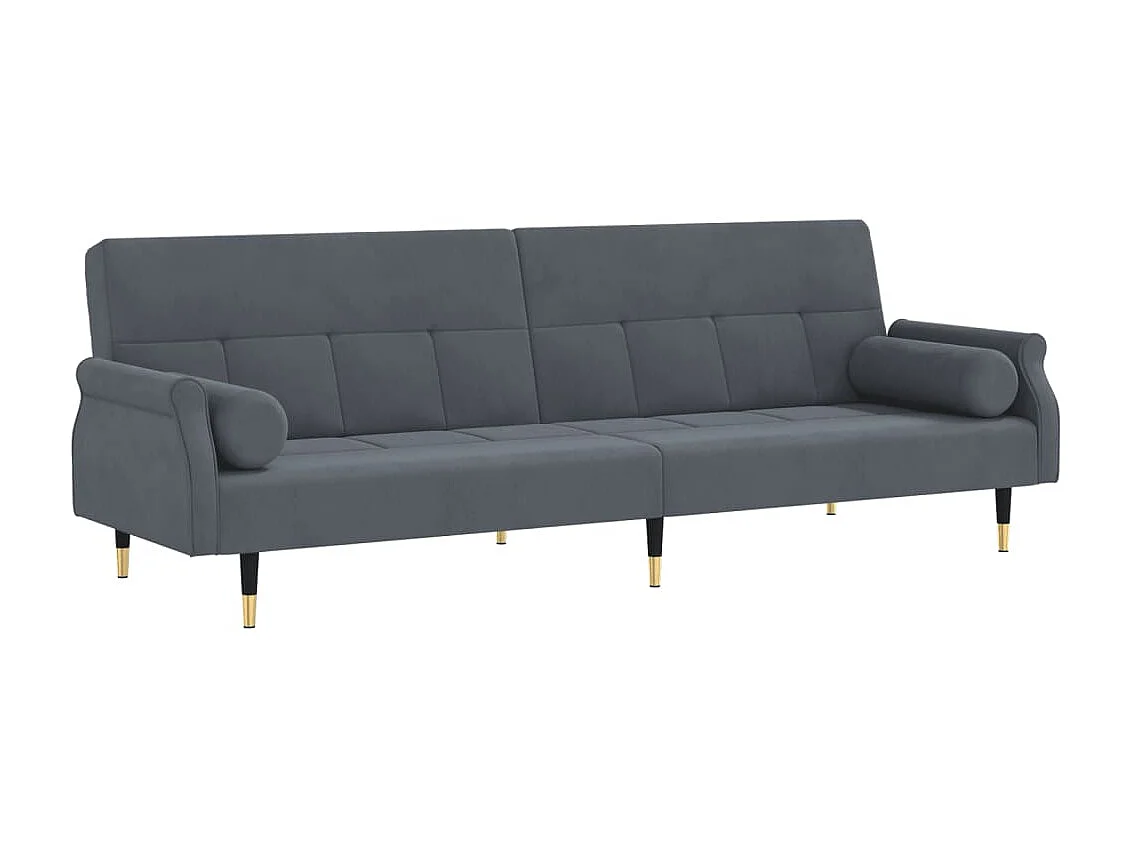 Canapé convertible avec coussins gris foncé velours KFE7253