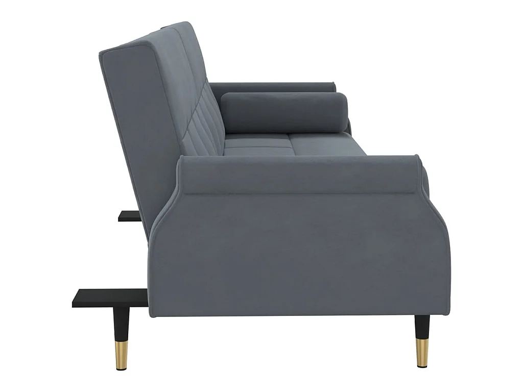 Canapé convertible avec coussins gris foncé velours KFE7253