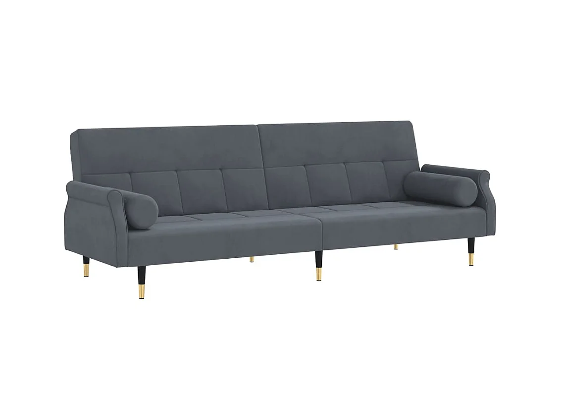 Canapé convertible avec coussins gris foncé velours KFE7253