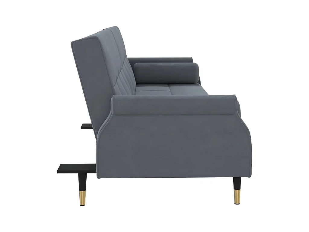 Canapé convertible avec coussins gris foncé velours KFE7253