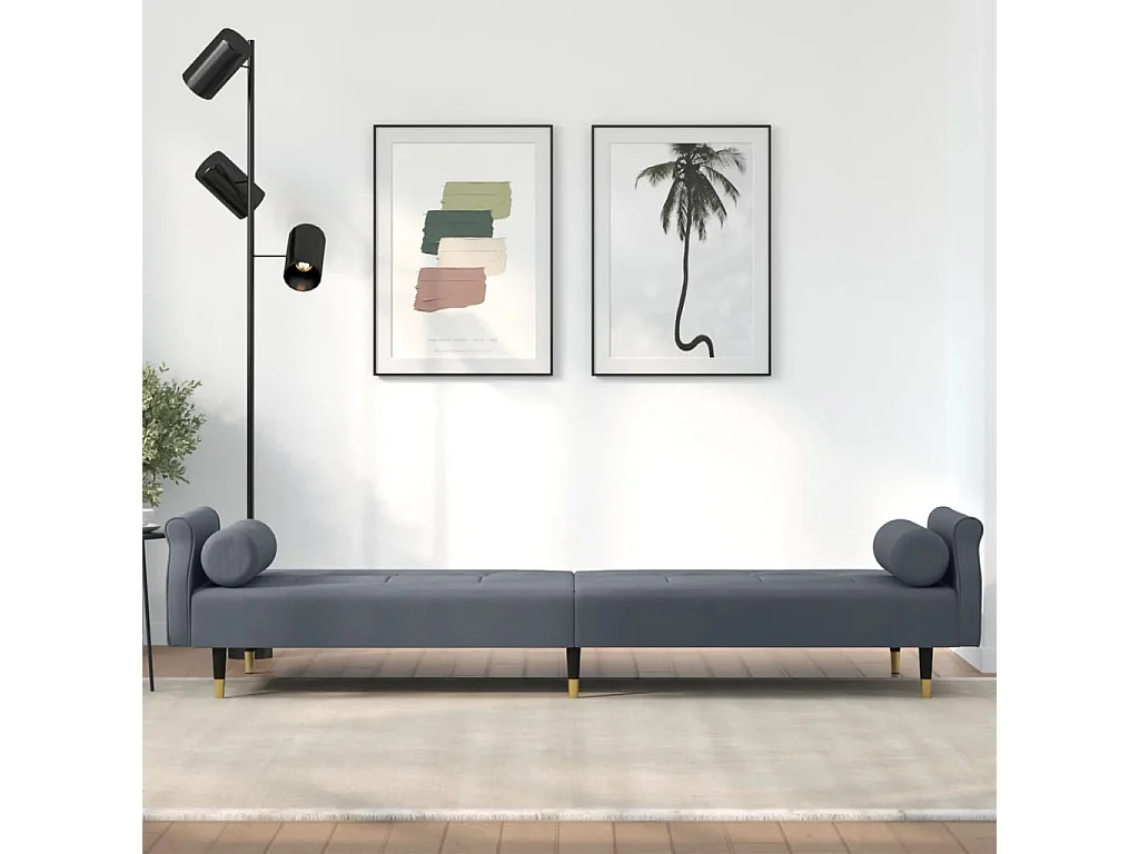 Canapé convertible avec coussins gris foncé velours KFE7253