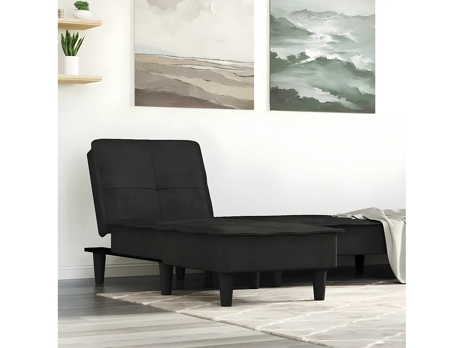 Canapé convertible noir velours ODF3441  OID5306