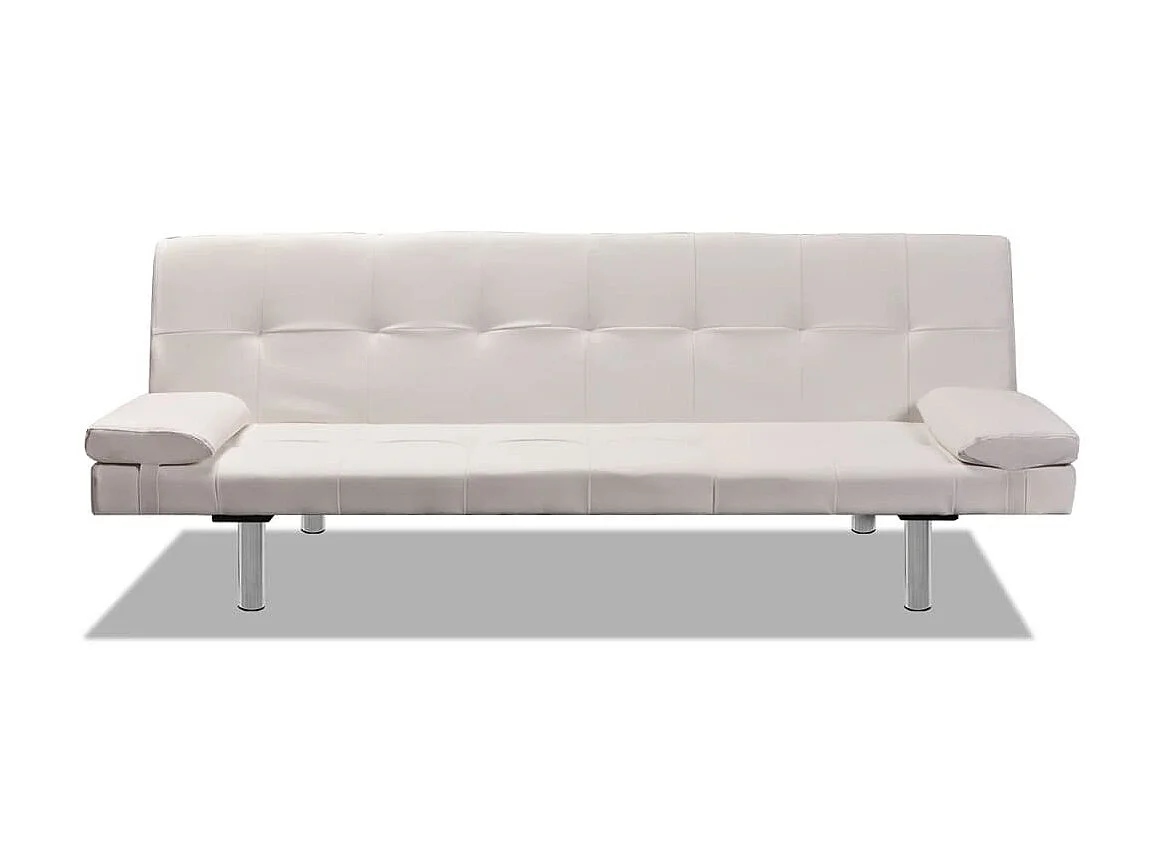 Canapé convertible réglable avec deux oreillers Similicuir Blanc beige KFE2226