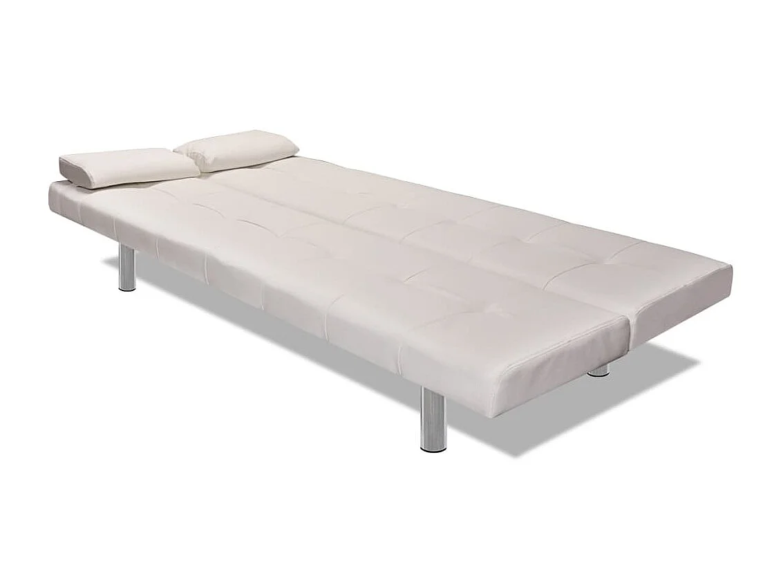 Canapé convertible réglable avec deux oreillers Similicuir Blanc beige KFE2226