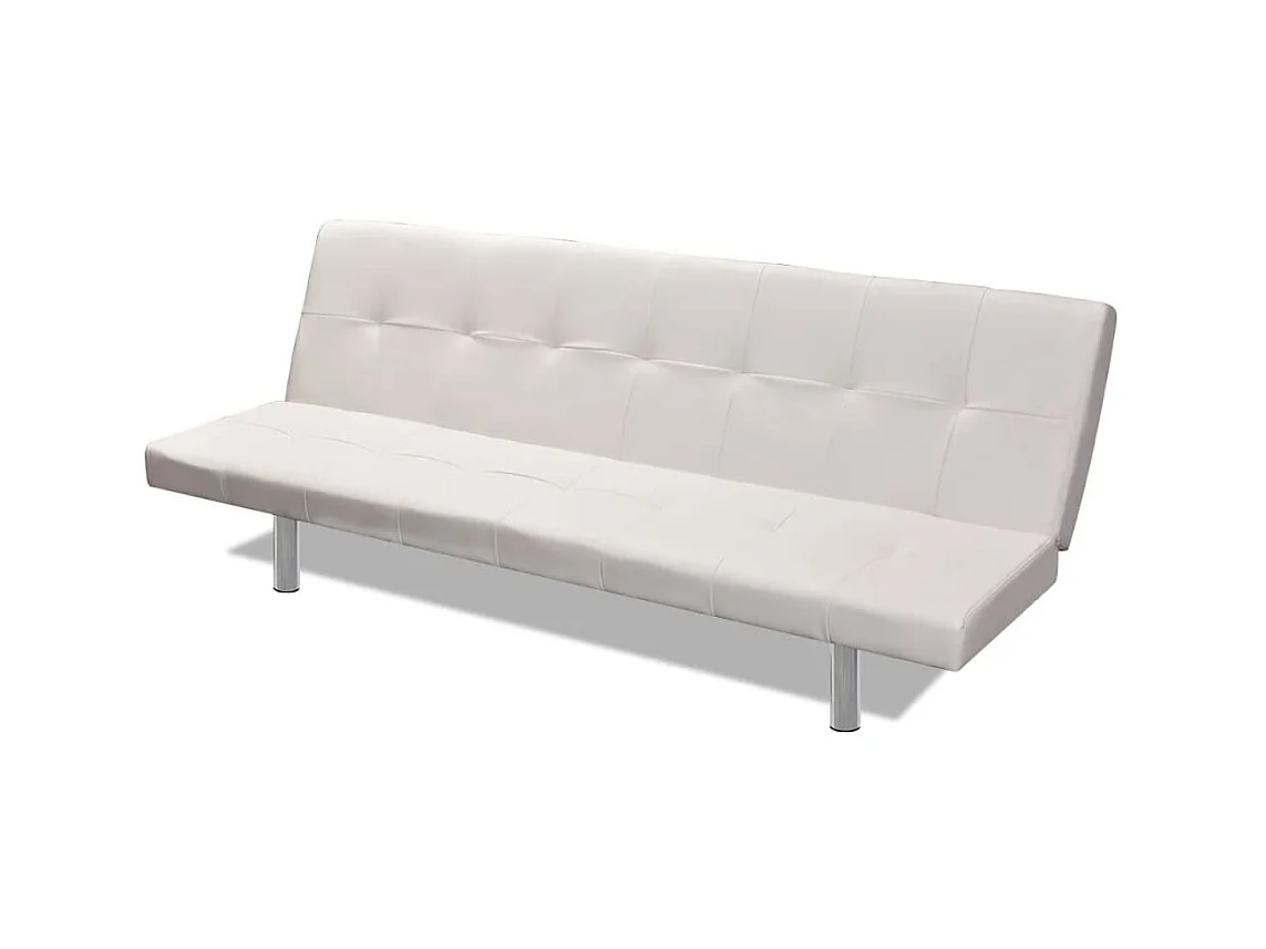 Sofá cama con dos cojines cuero artificial ajustable crema ES56129