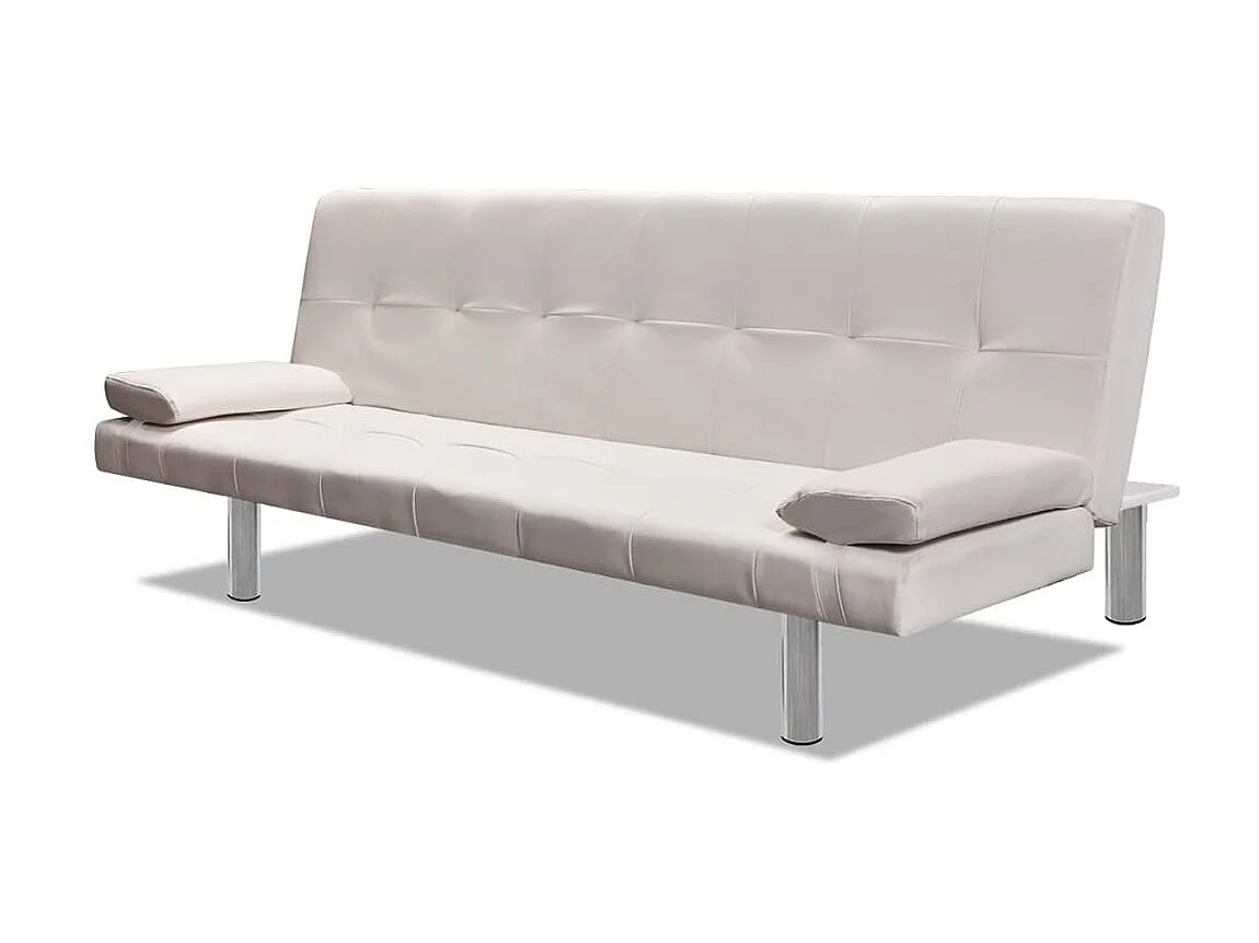 Canapé convertible réglable avec deux oreillers Similicuir Blanc beige KFE2226