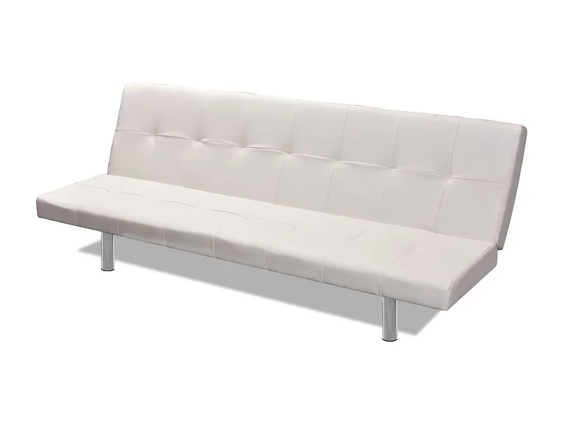 Canapé convertible réglable avec deux oreillers Similicuir Blanc beige KFE2226