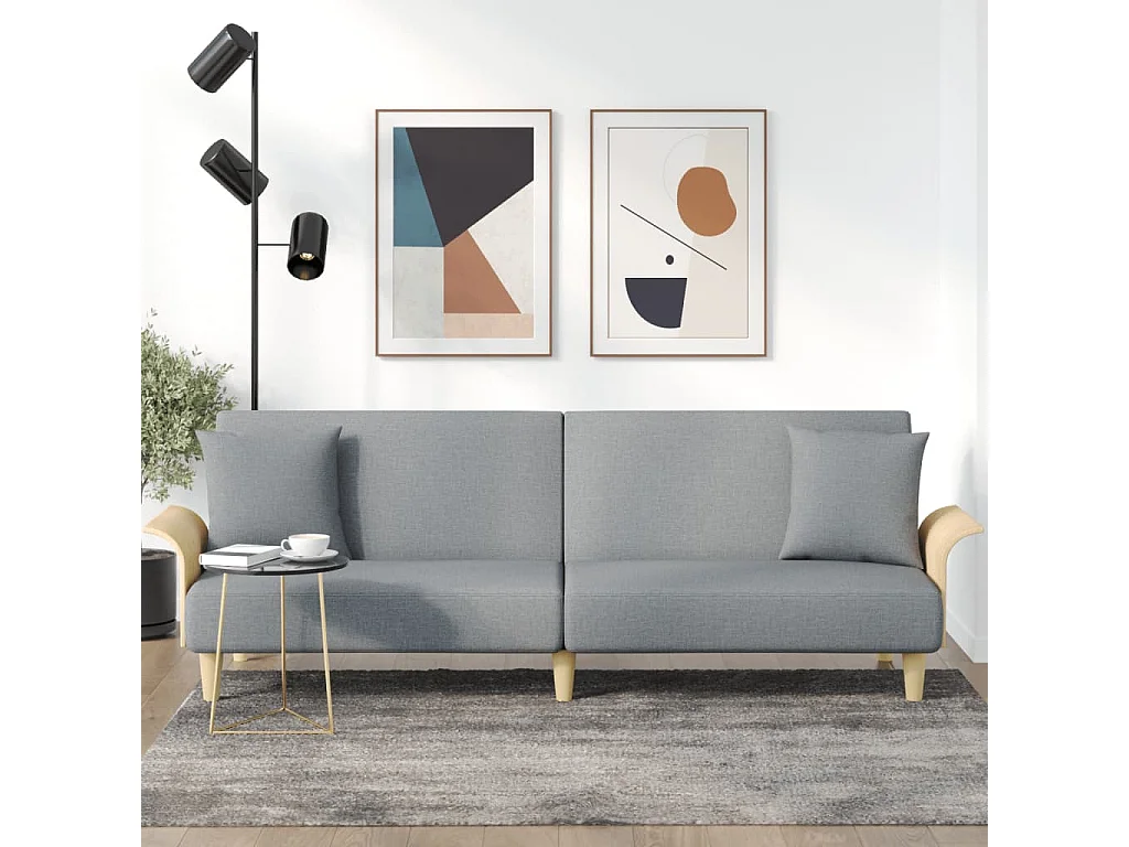 Canapé convertible avec accoudoirs gris clair tissu KFE4401