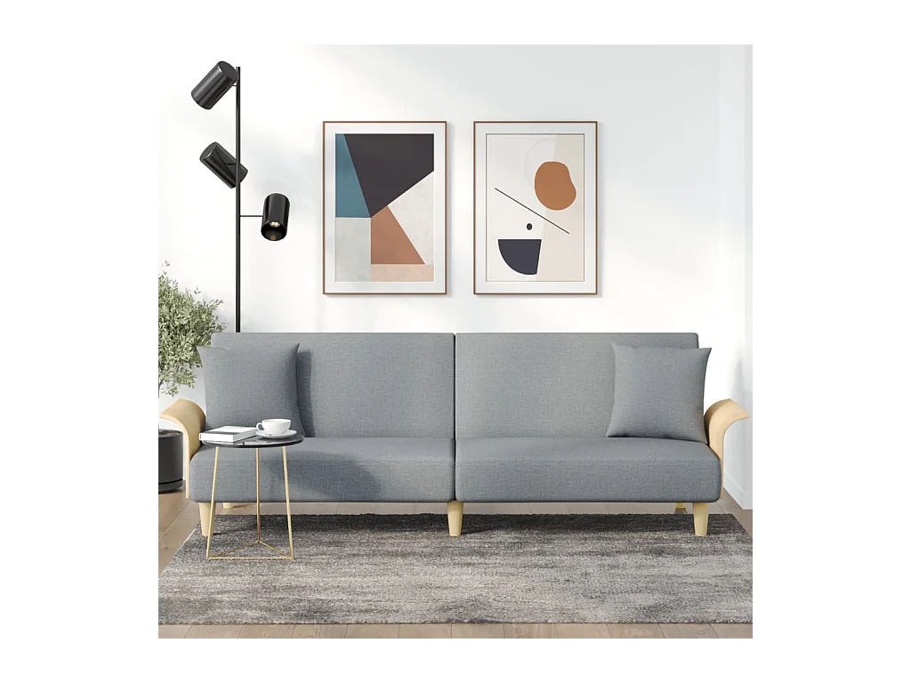Canapé convertible avec accoudoirs gris clair tissu KFE4401