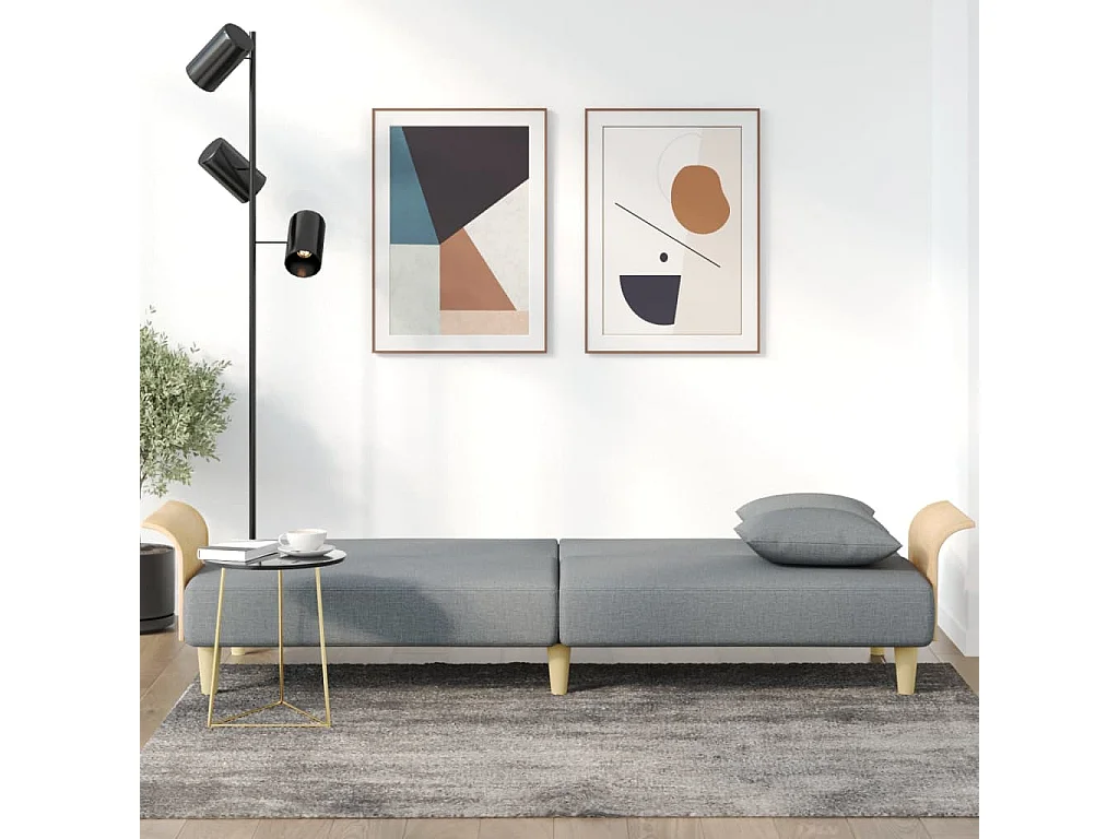 Canapé convertible avec accoudoirs gris clair tissu KFE4401