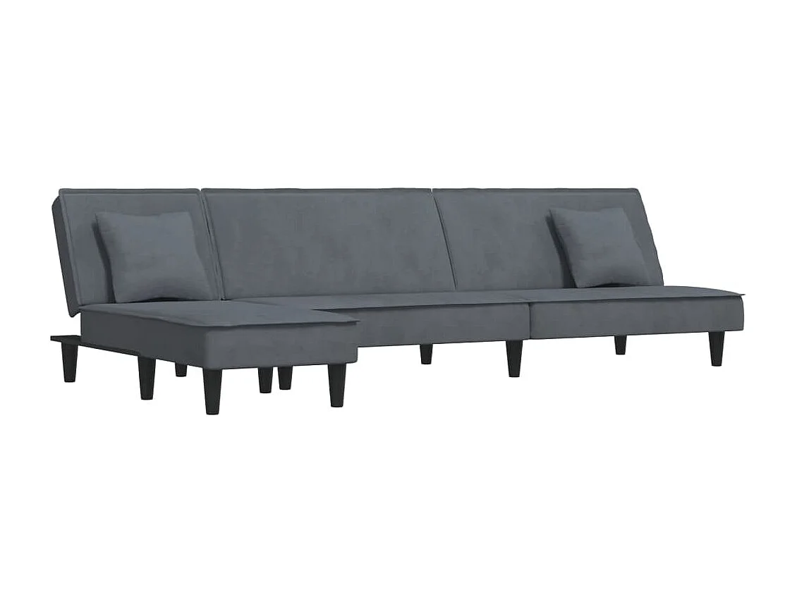 Canapé convertible d'angle gris 255x140x70 cm velours KFE6461