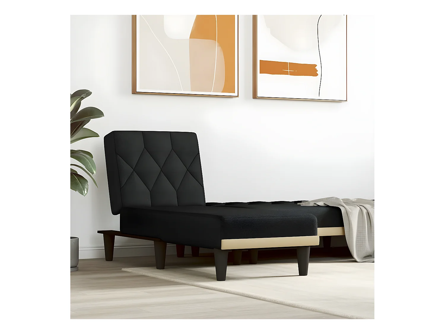 Canapé convertible noir tissu LSJ7182