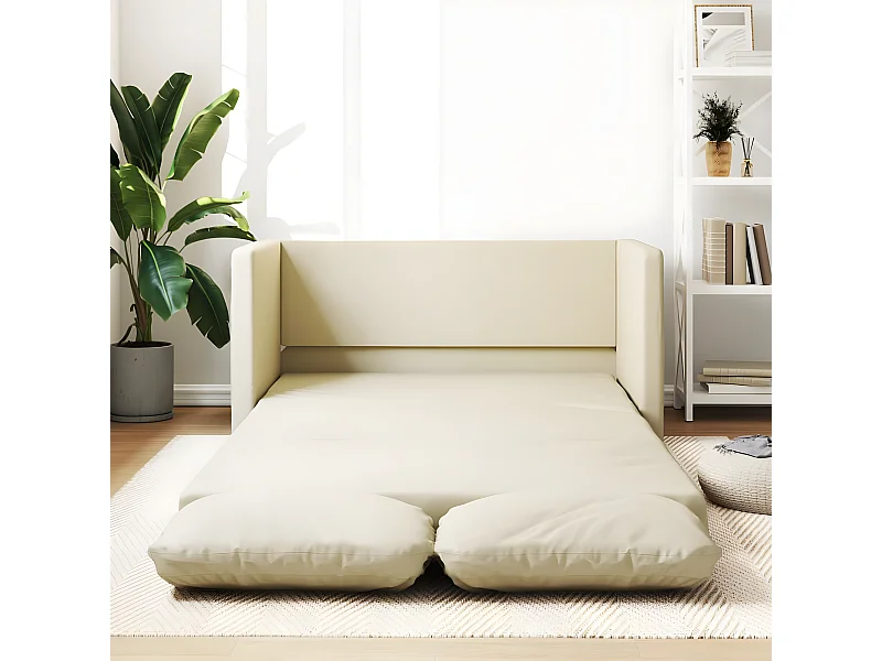 Sofá cama de suelo 2 en 1 cuero sintético crema 112x174x55 cm ES890892