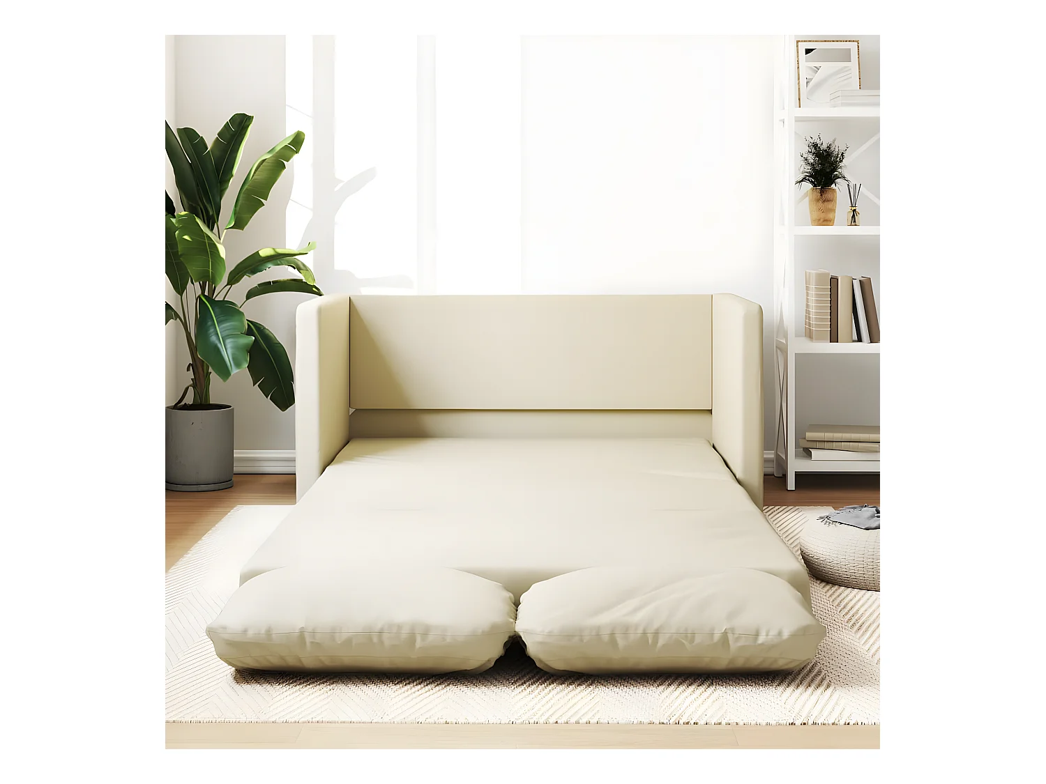 Canapé convertible 2 en 1 crème 112x174x55 cm similicuir LODW42817