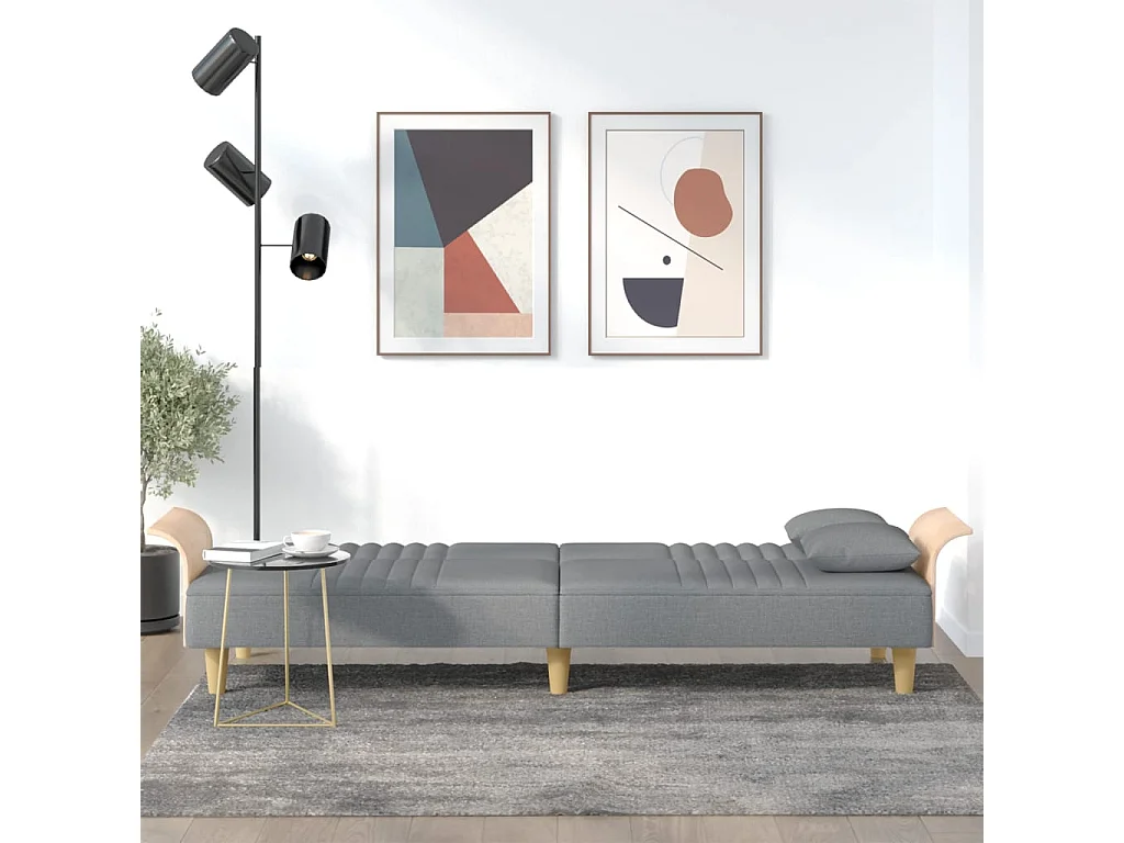 Canapé convertible avec accoudoirs gris clair tissu KFE7497