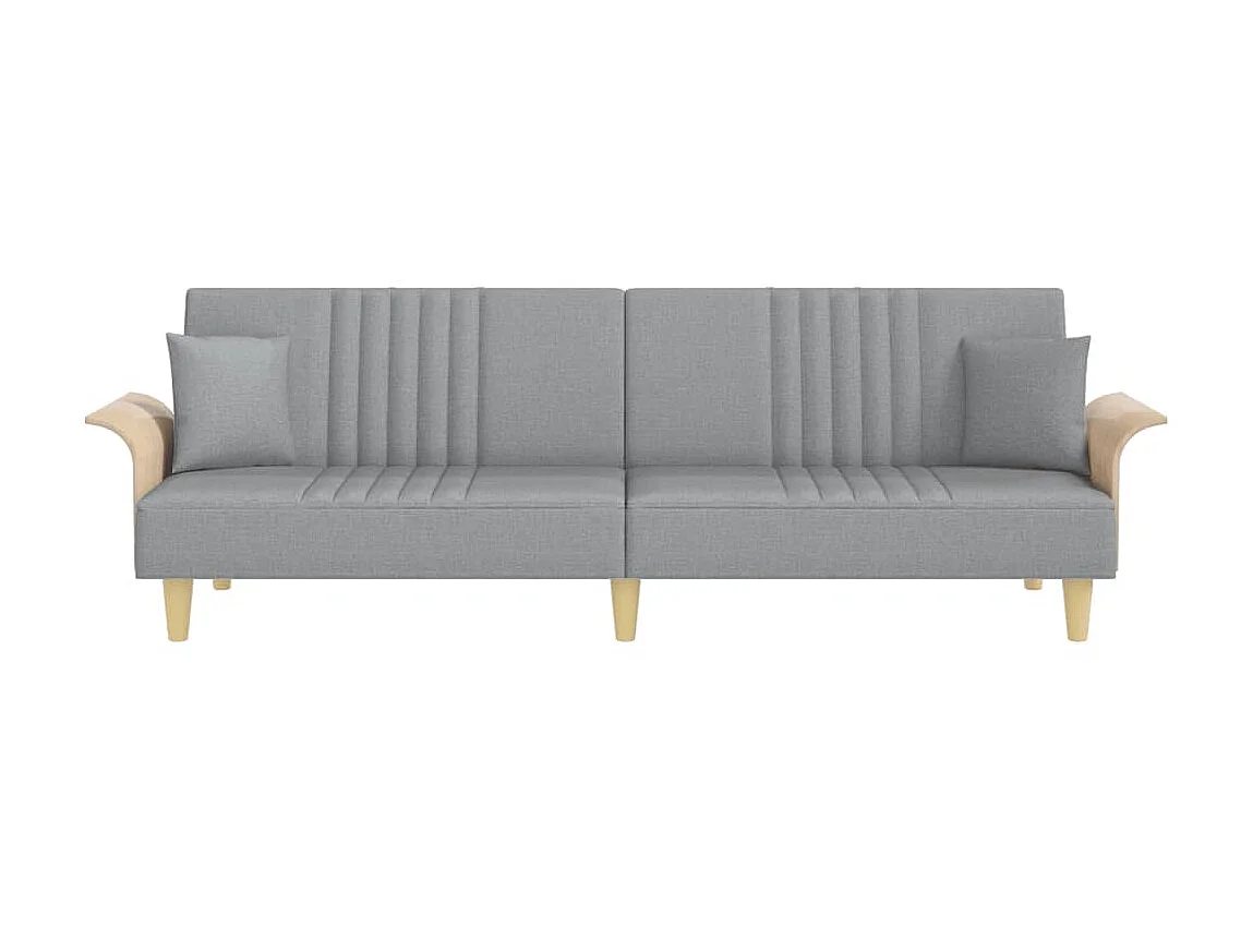 Canapé convertible avec accoudoirs gris clair tissu KFE7497