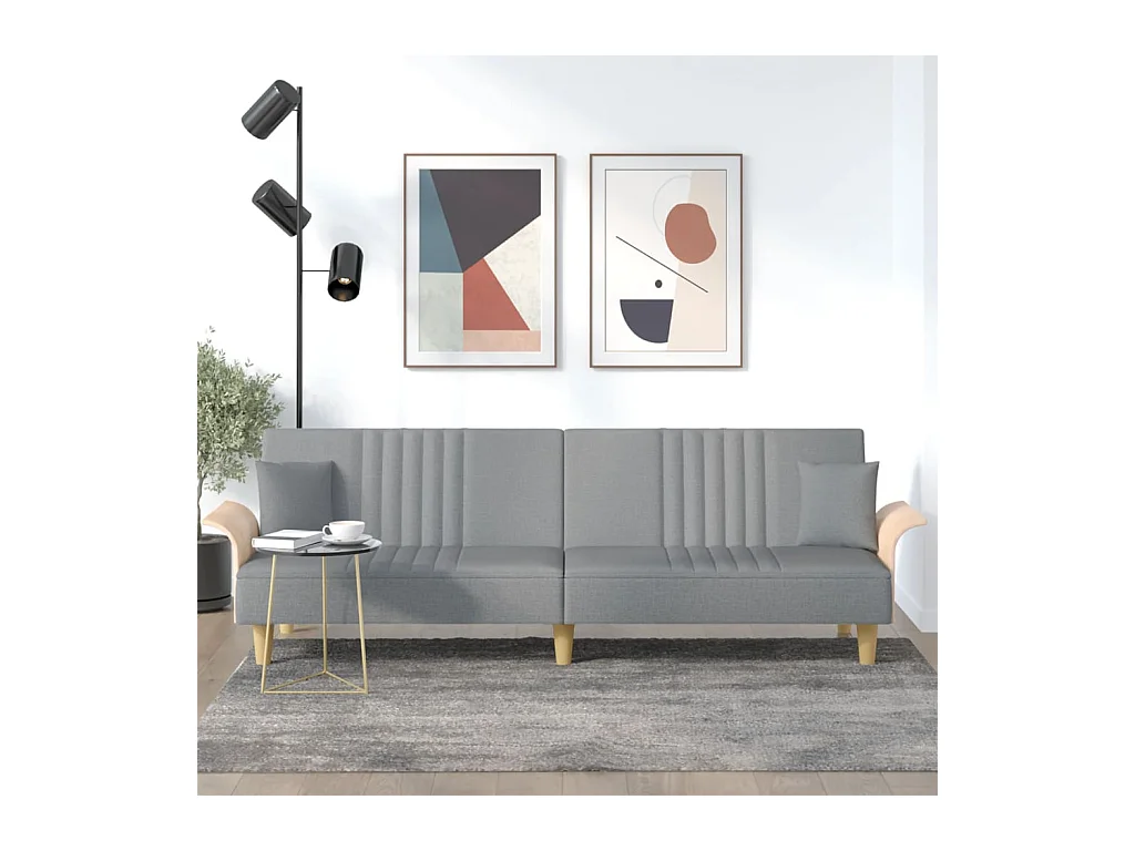 Canapé convertible avec accoudoirs gris clair tissu KFE7497