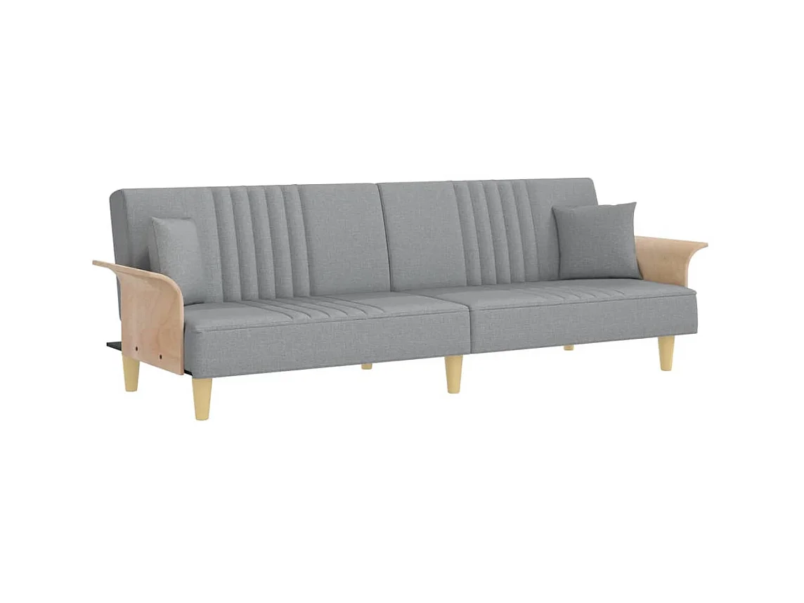 Canapé convertible avec accoudoirs gris clair tissu KFE7497