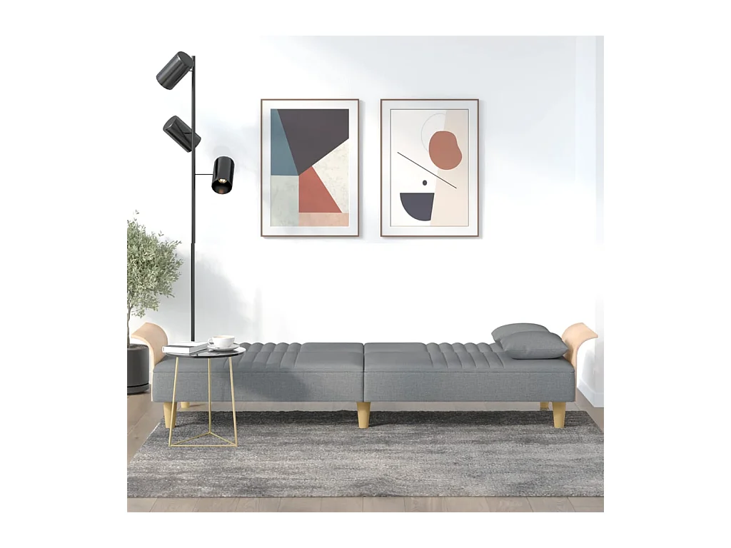 Canapé convertible avec accoudoirs gris clair tissu KFE7497