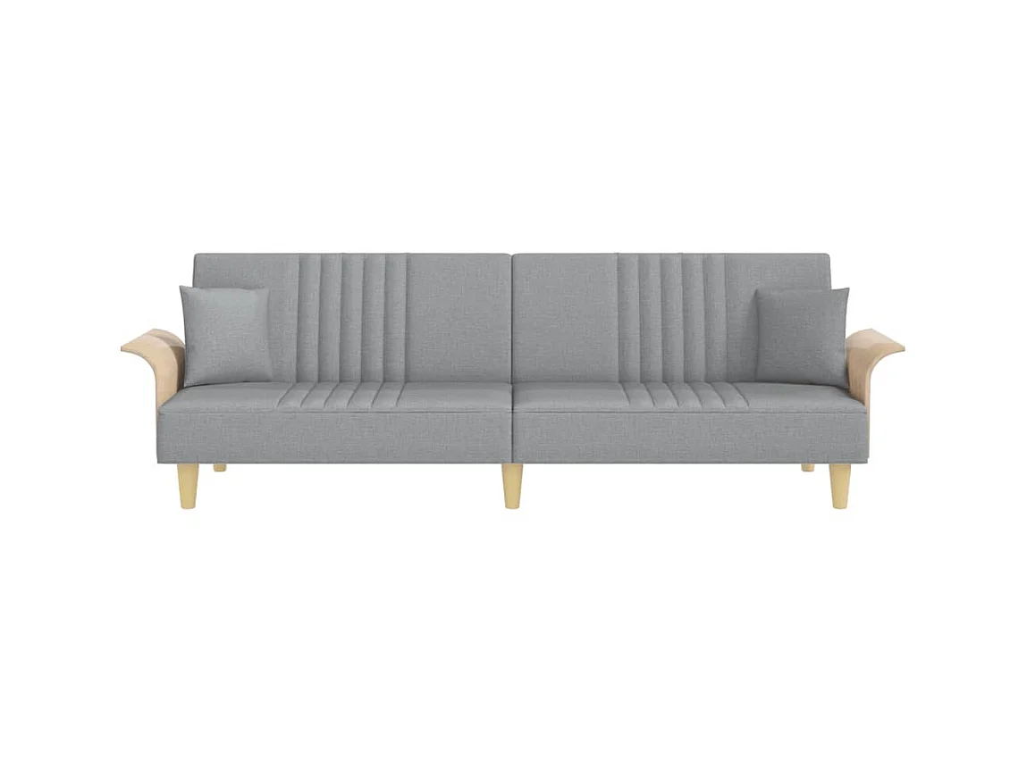Canapé convertible avec accoudoirs gris clair tissu KFE7497