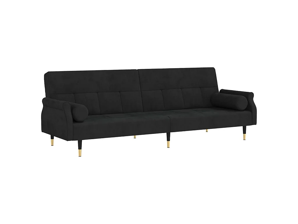 Canapé convertible avec coussins noir velours KFE8775