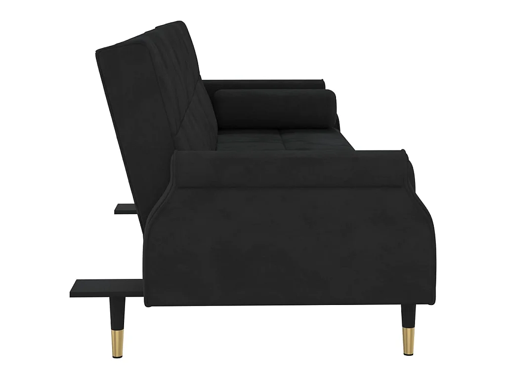 Canapé convertible avec coussins noir velours KFE8775