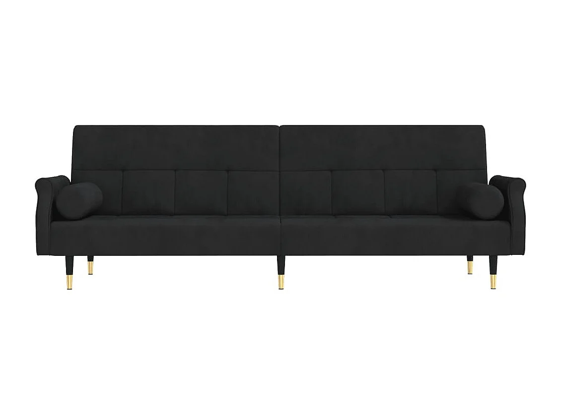 Canapé convertible avec coussins noir velours KFE8775