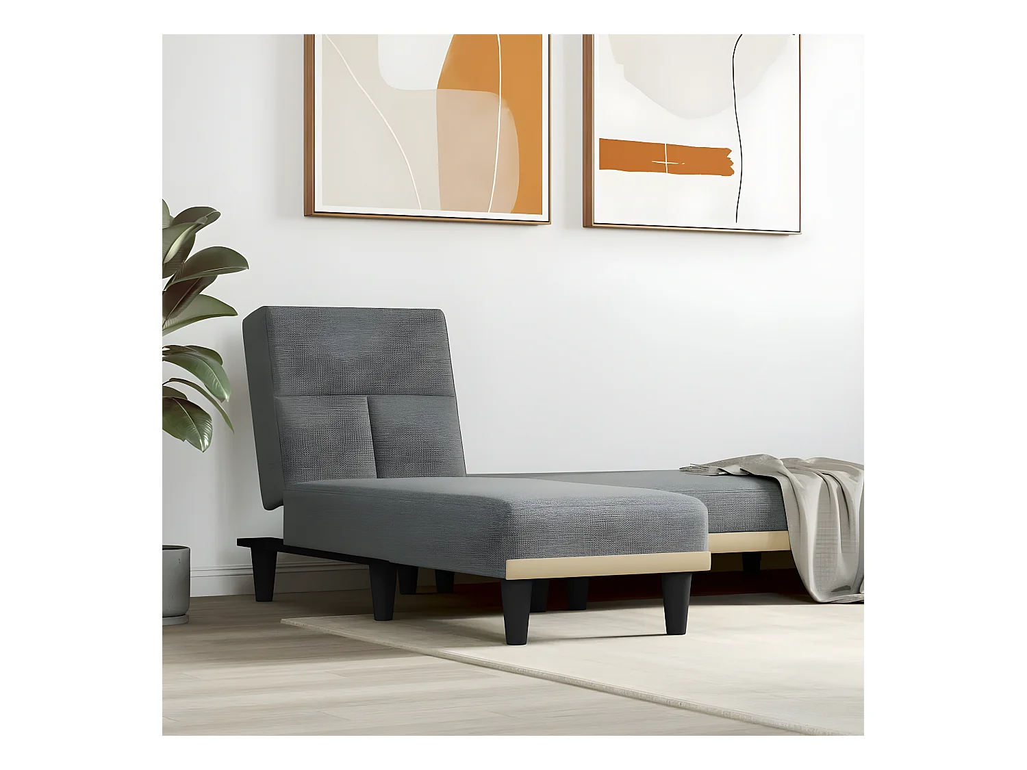Canapé convertible gris foncé tissu LSJ5366