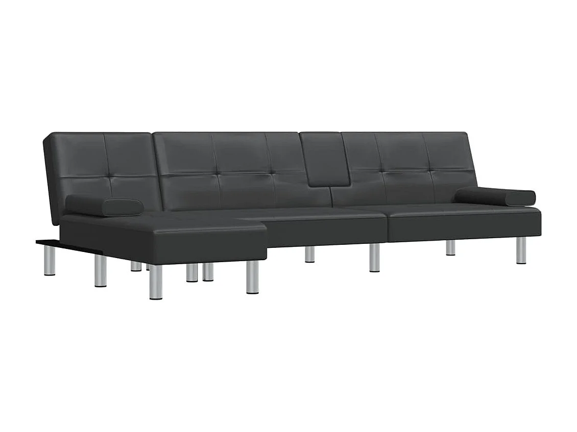 Canapé convertible d'angle noir 255x140x70 cm similicuir KFE5037