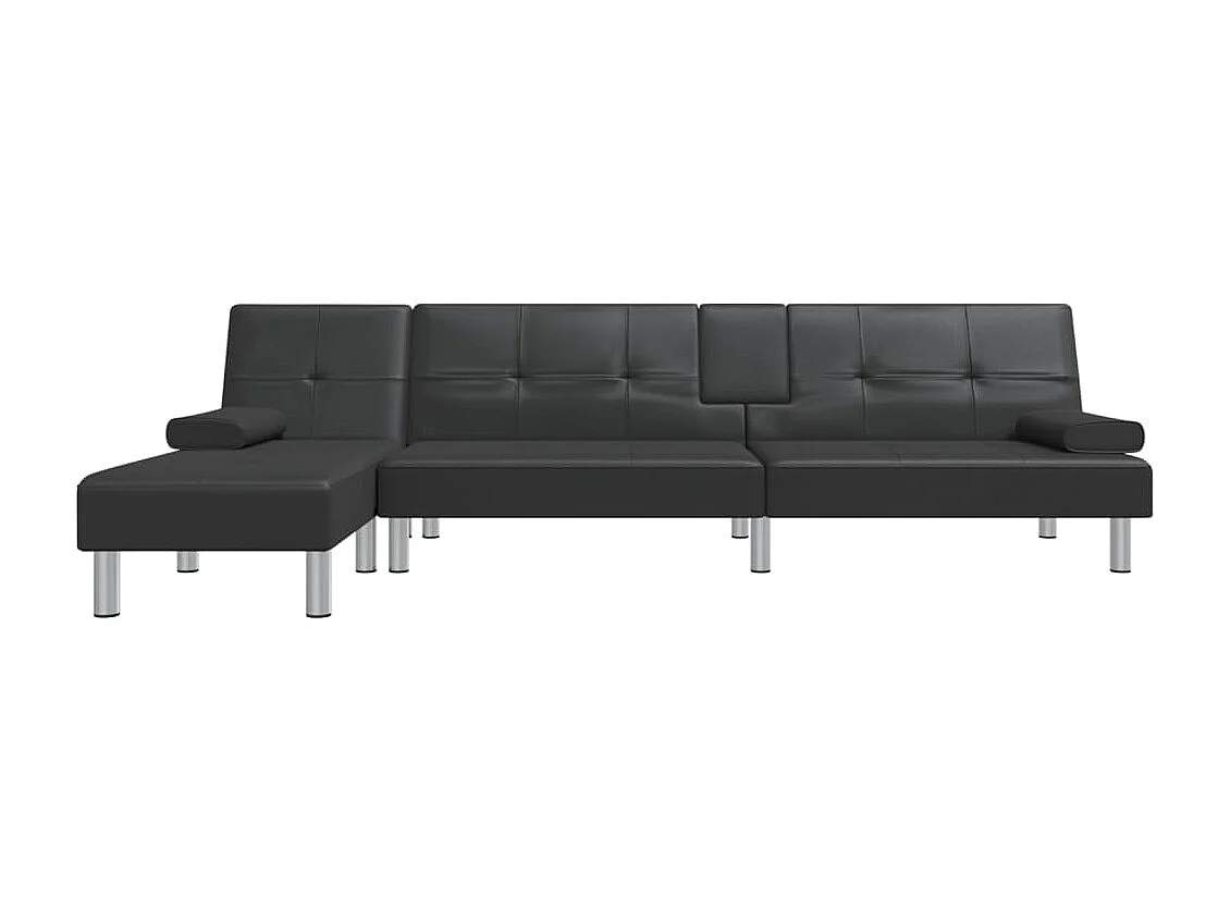 Canapé convertible d'angle noir 255x140x70 cm similicuir KFE5037