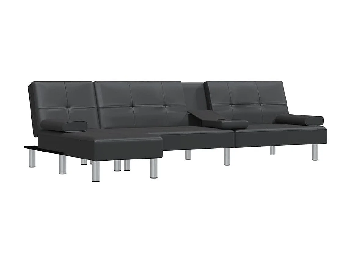 Canapé convertible d'angle noir 255x140x70 cm similicuir KFE5037