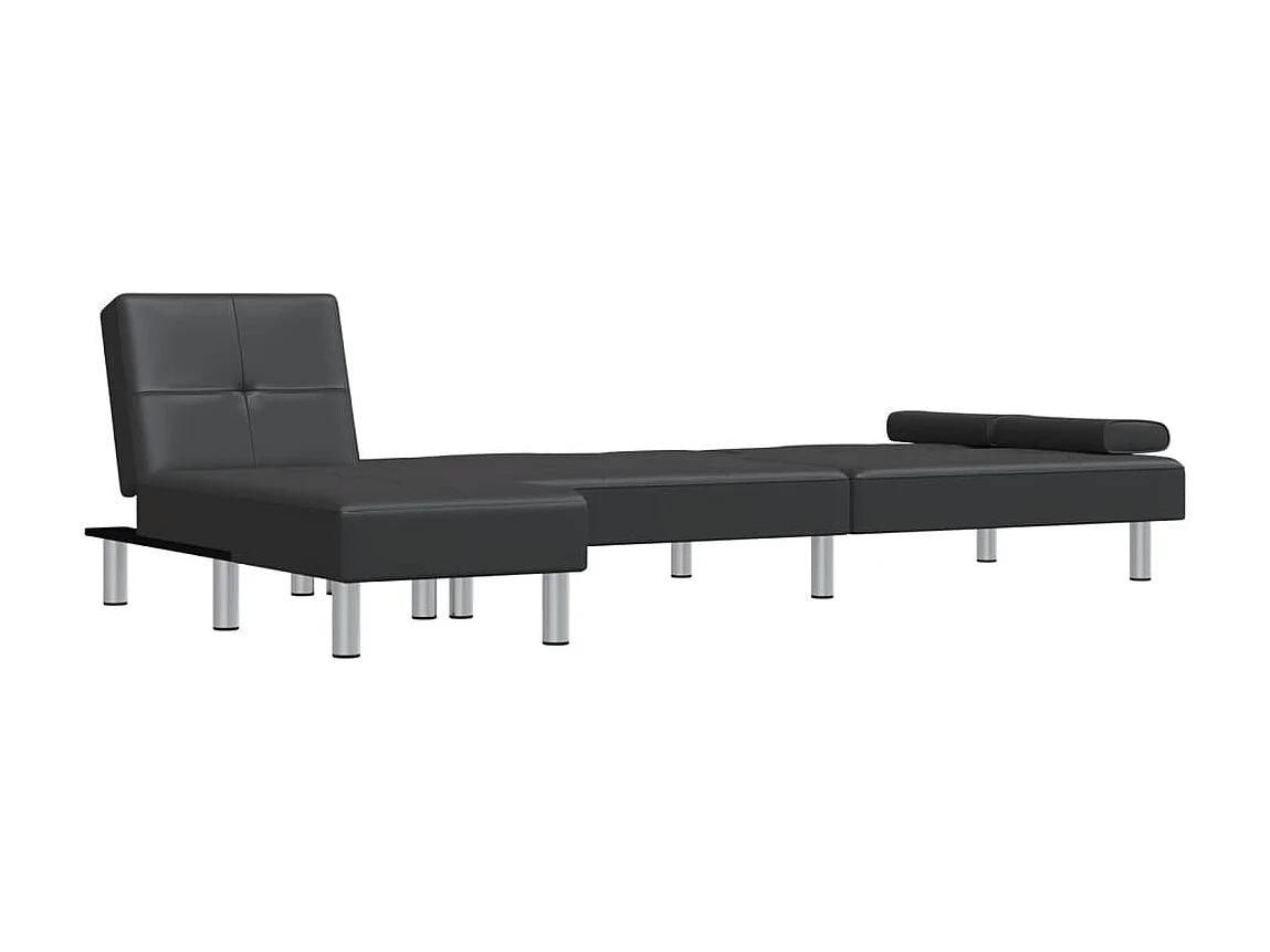 Canapé convertible d'angle noir 255x140x70 cm similicuir KFE5037