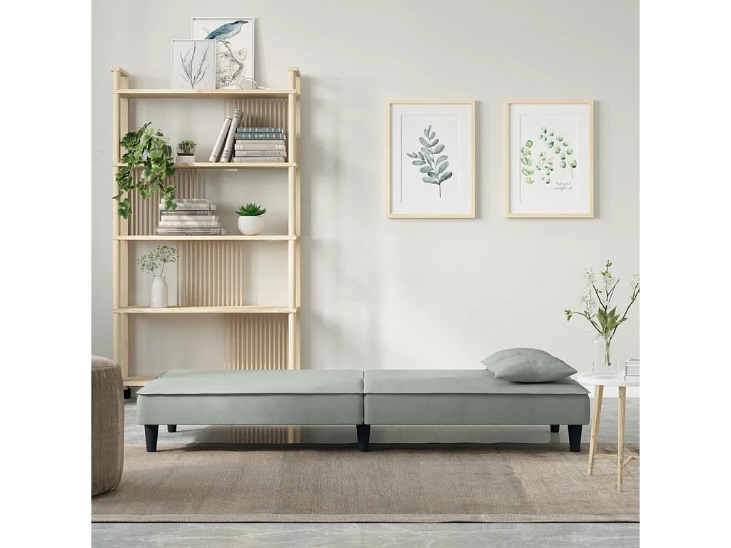 Sofá-cama veludo cinzento-claro PT215377