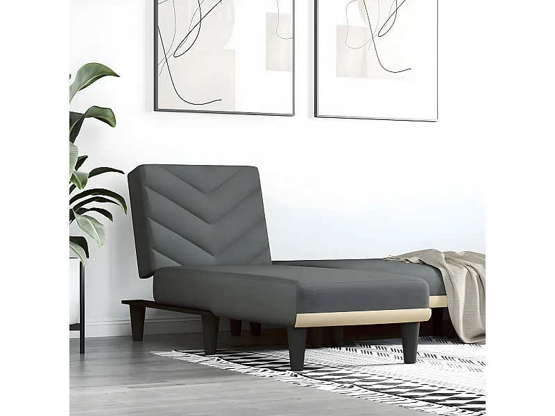 Chaise longue tecido cinzento-escuro PT421490