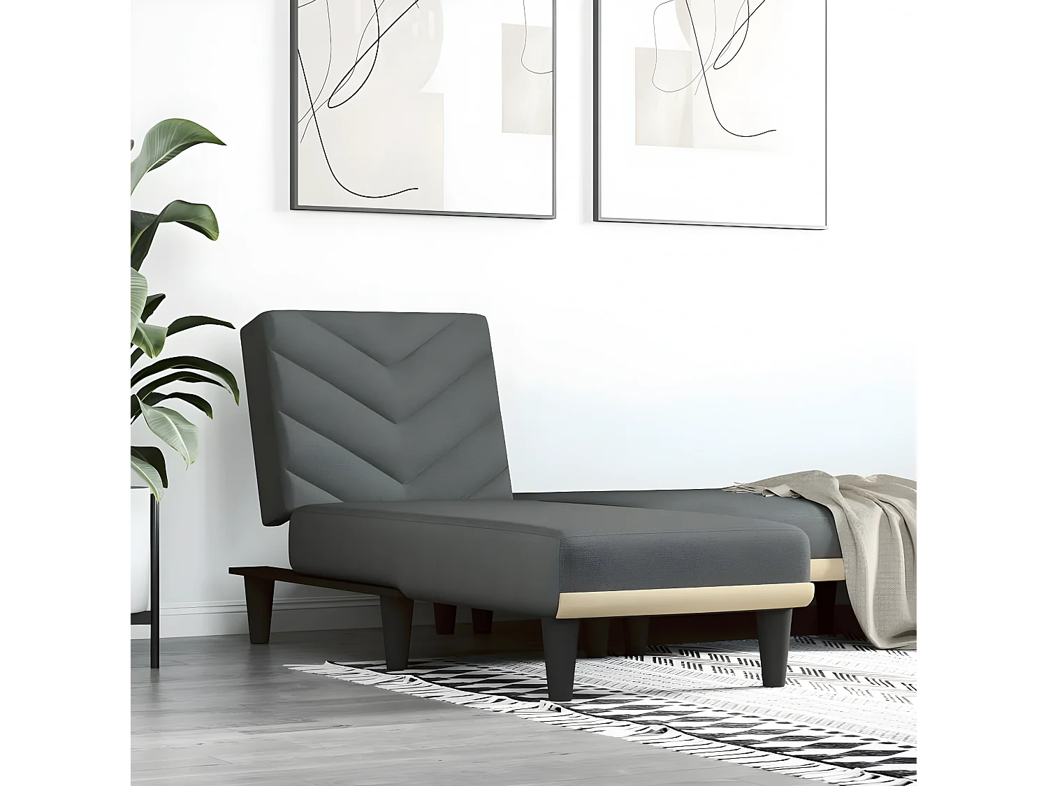 Méridienne convertible gris foncé tissu ODF9246 OID4400